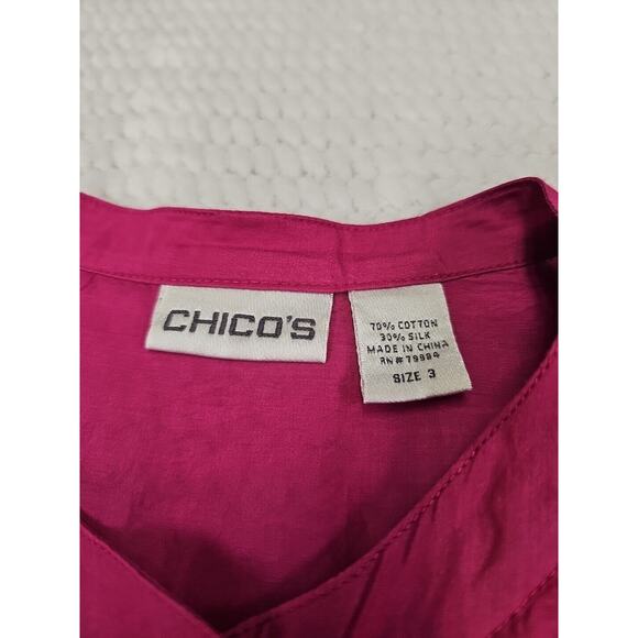 Chicos Shirt Womens 3 US XL Silk Blend Button Front 3/4 Sleeve - Picture 4 of 6